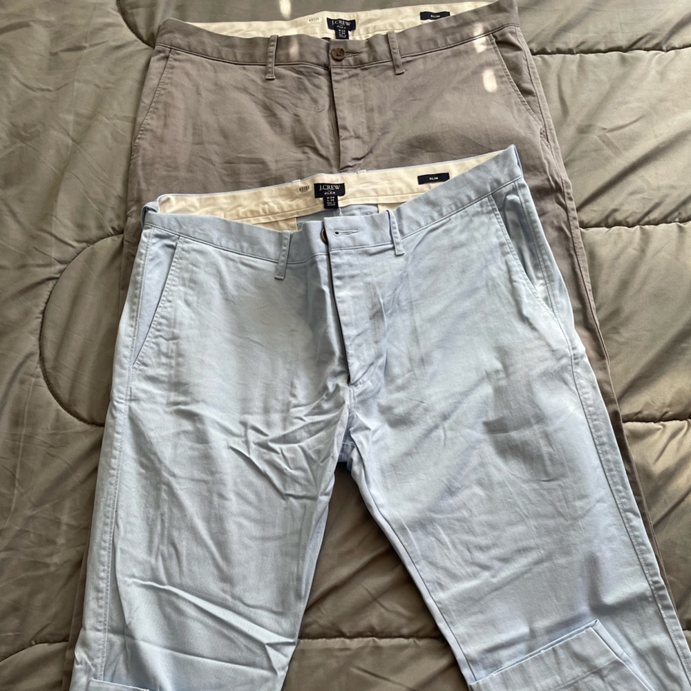 Two J. Crew pants, tapered fit, never used. Size 34.